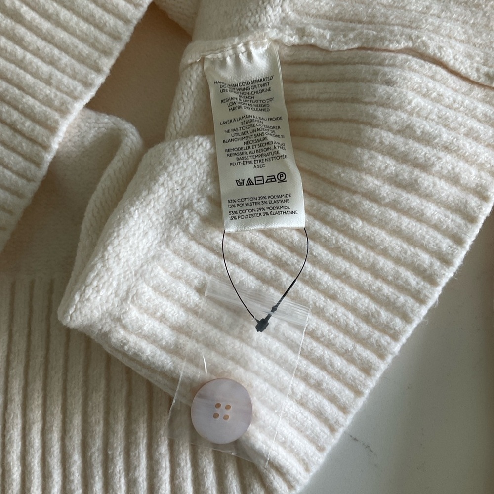 Free People Trading Up Polo Sweater NWT Ivory Oversized Collared Knit Size L - Picture 4 of 4